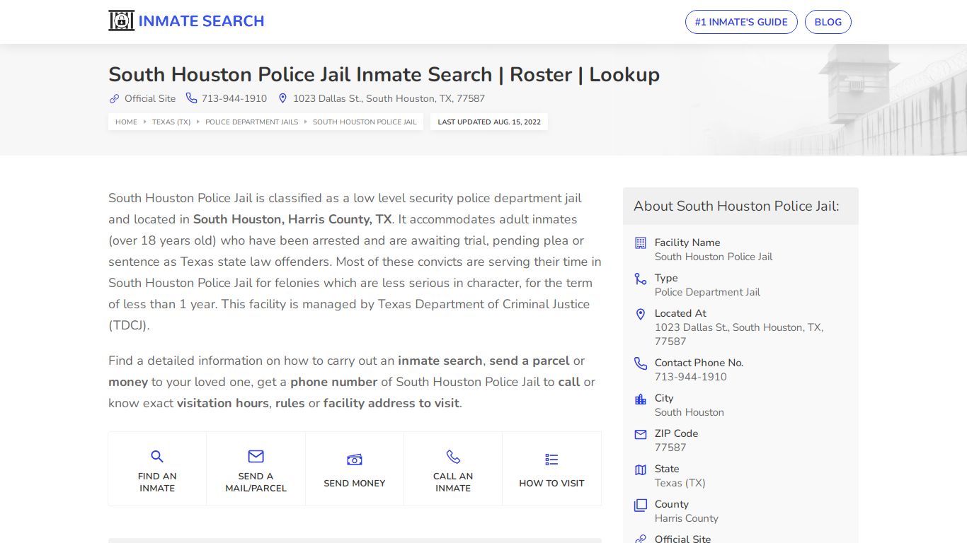 South Houston Police Jail Inmate Search | Roster | Lookup